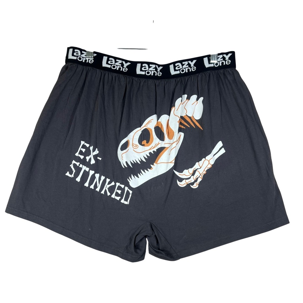 LazyOne Mens‎ Ex-Stinked Dinosaur Graphic Boxers Gray Cotton XL B778 NWT